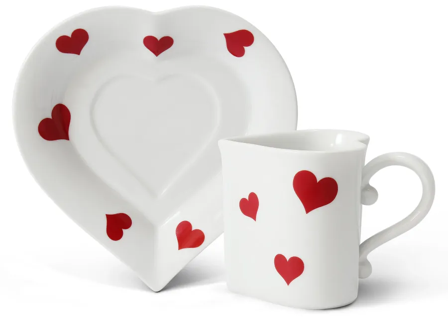 obrazek 2 Piękna filiżanka ze spodkiem z porcelany w kształcie serca na Walentynki – wariant 3 – Leander