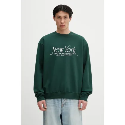 Zdjęcie Sporty & Rich bluza bawełniana Ny94 Crewneck kolor zielony z nadrukiem ST071606034GR10