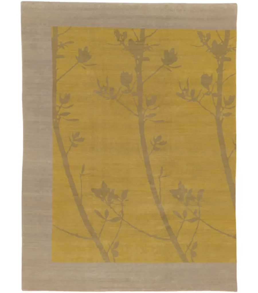 picture 1 Mustard wool carpet with a motif of twigs