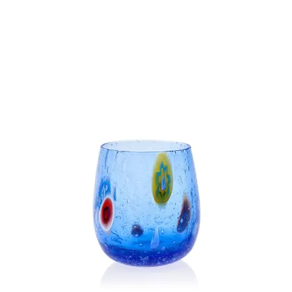 Zdjęcie Niebieski komplet 6 ręcznie robionych szklanek (9,5 cm)