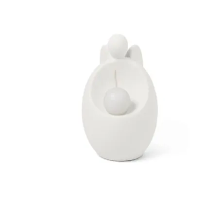 Picture Italian ceramic angel figurine with a candle