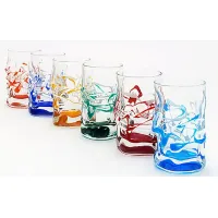 Picture A stylish set of 6 colorful liqueur glasses