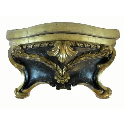 Zdjęcie Barokowa półka z pozłacanego drewna topolowego, lakierowana, rzeźbiona