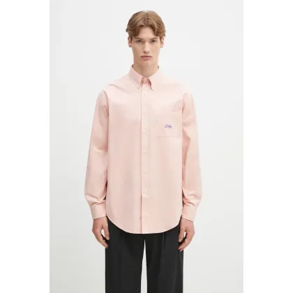 Zdjęcie Drôle de Monsieur koszula bawełniana La Chemise Lavee Drule męska kolor różowy relaxed z kołnierzykiem klasycznym G-SH195-CO178-LPI