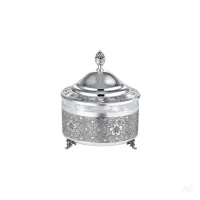 Zdjęcie Pięknie zdobione srebrne naczynie na miód - Zaramella Argenti