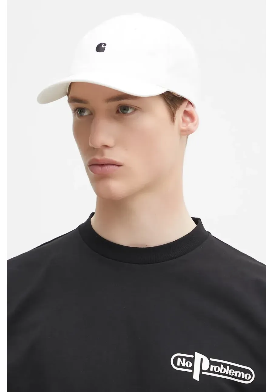 obrazek 1 Carhartt WIP czapka z daszkiem bawełniana Madison Logo Cap kolor biały z aplikacją I023750.00AXX