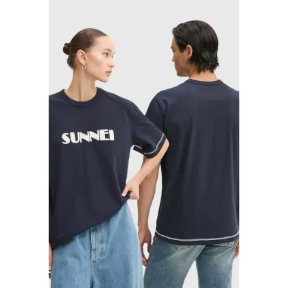 Zdjęcie Sunnei t-shirt bawełniany kolor granatowy z aplikacją RTWXJER020