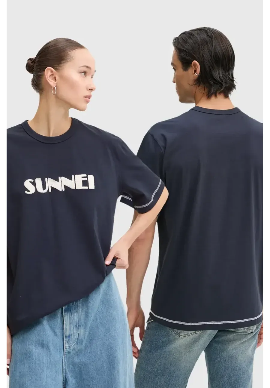obrazek 1 Sunnei t-shirt bawełniany kolor granatowy z aplikacją RTWXJER020