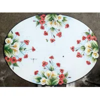 Zdjęcie Owalny blat do ogrodu wykonany z lawy i ceramiki zdobiony motywem maków i lilii - Ceramiche Valchida