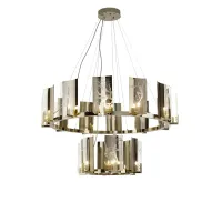 Picture Beautiful stylish round chandelier in brass and Italian crystal - Il Paralume Marina