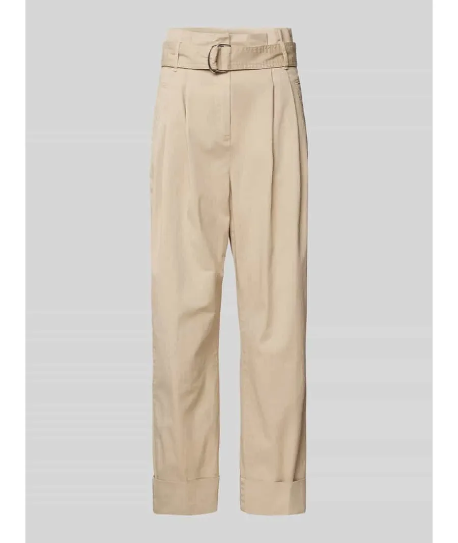 obrazek 1 Spodnie materiałowe o kroju straight fit z zakładkami w pasie model ‘Tashaina’