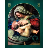 Zdjęcie Luksusowa Ikona Prosta Matka Boska z dzieciątkiem 10x13 cm