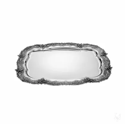 Picture Stylish Signature Fusione silver tray decorated with a beautiful, elaborate ornament - Zaramella Argenti