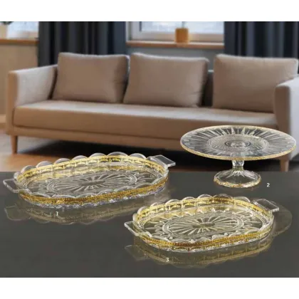 Zdjęcie Elegancka patera zdobiona złotem w 3 wariantach