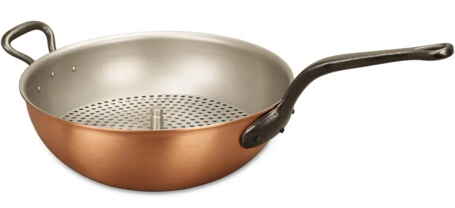 obrazek 1 Miedziana patelnia do risotto 28 cm z uchwytem pomocniczym + wkład