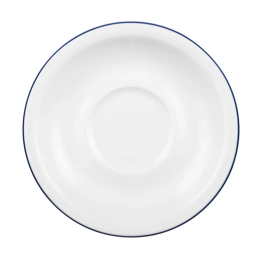 obrazek 1 Biały porcelanowy spodek 14,5 cm zdobiony niebieską obwódką - Seltmann Weiden