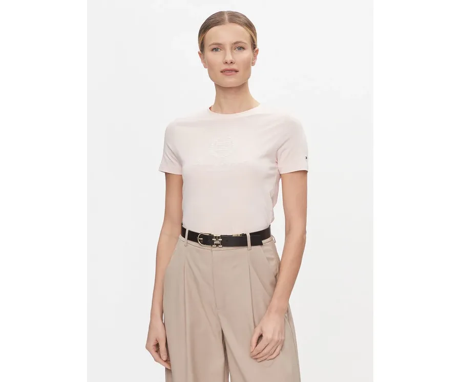 obrazek 1 Tommy Hilfiger T-Shirt Flag Script WW0WW41761 Różowy Slim Fit