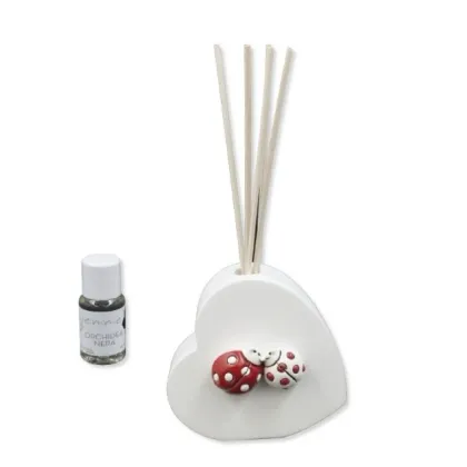 Picture A unique heart-shaped diffuser with two ladybugs and black orchid perfume 15 ml