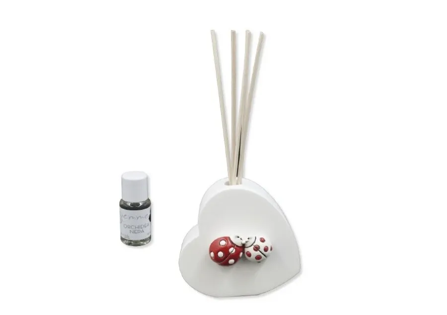 obrazek 1 Wyjątkowy dyfuzor w kształcie serca z dwiema biedronkami oraz perfumy czarna orchidea 15 ml