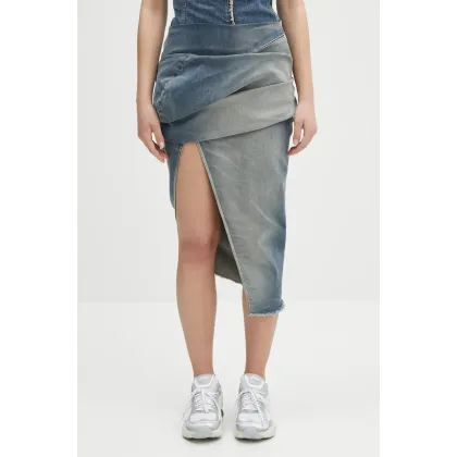 Zdjęcie Rick Owens DRKSHDW spódnica jeansowa Low Twist Skirt kolor niebieski midi ołówkowa DS01E3349.SDWB