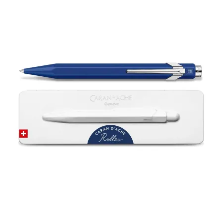 Picture Blue ballpoint pen in a box from a Swiss manufacturer