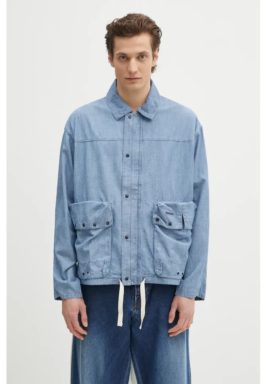 obrazek 1 Barbour koszula lniana Barbour Durham Chambray Casual Jacket męska kolor niebieski regular MCA1038