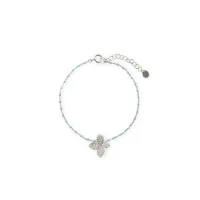 Picture Bracelet Rhodium-plated silver, White zircons, Blue enamel