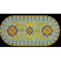 Zdjęcie Owalny blat ogrodowy z lawy zdobiony oryginalnym kwiatowym ornamentem - Ceramiche Valchida