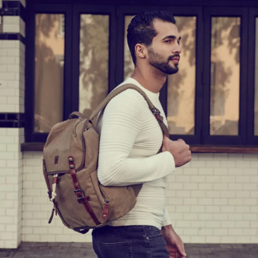 obrazek 6 Męski plecak w stylu casual w kolorze khaki