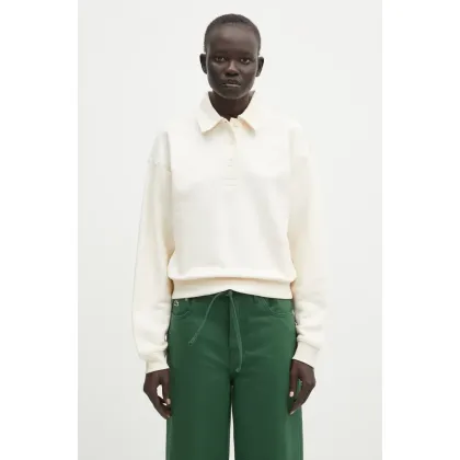 Zdjęcie Lacoste bluza bawełniana damska kolor beżowy gładka SF0351