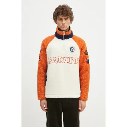 Zdjęcie Napapijri bluza polarowa Equipe Fleece kolor beżowy wzorzysta NP0A4IK6MO91