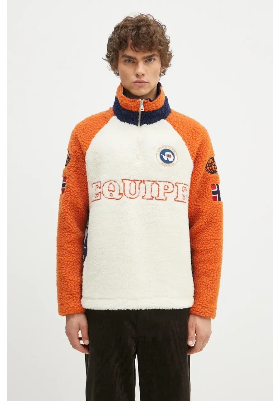 obrazek 1 Napapijri bluza polarowa Equipe Fleece kolor beżowy wzorzysta NP0A4IK6MO91