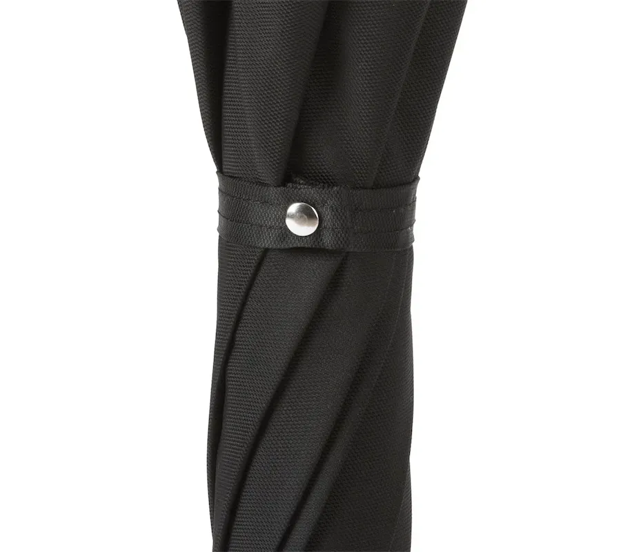 obrazek 4 Stylowy czarny parasol męski z rączką – srebrną głową Lucyfera – Pasotti