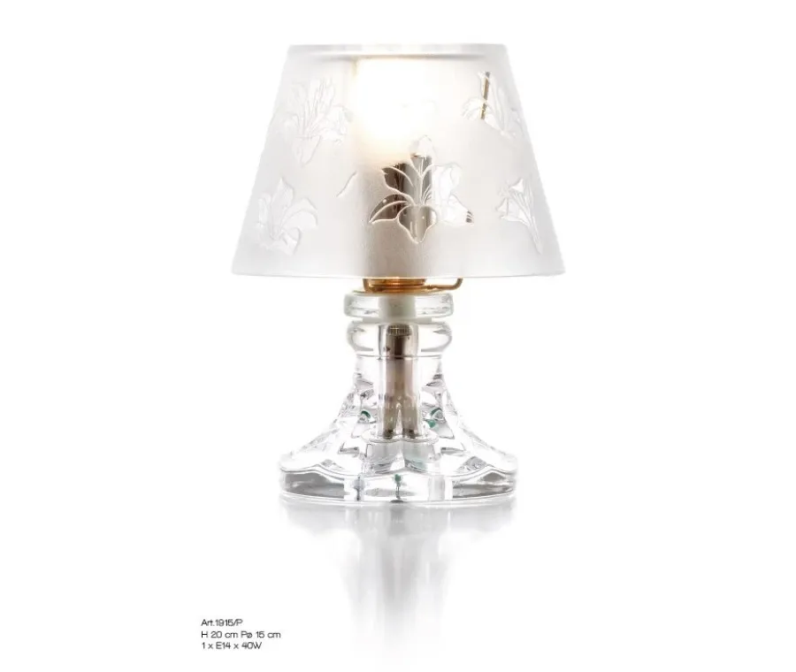 obrazek 1 Lampa stołowa z kryształu florenckiego z grawerowaną gardenią – Il Paralume Marina