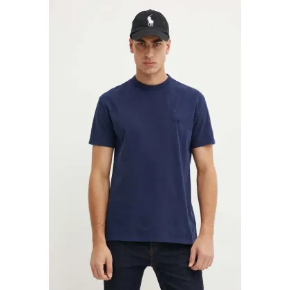 Zdjęcie Polo Ralph Lauren t-shirt bawełniany męski kolor granatowy gładki 710936509