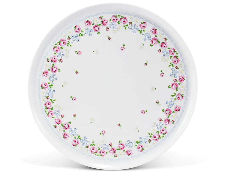 obrazek 2 Stylowa porcelanowa patera na ciasto na nóżce z kolekcji RoseLine - Leander