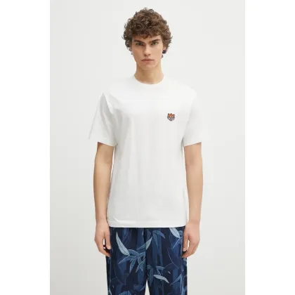 Zdjęcie Kenzo t-shirt bawełniany Happy Tiger męski kolor biały z aplikacją FF55TS5274SG.02