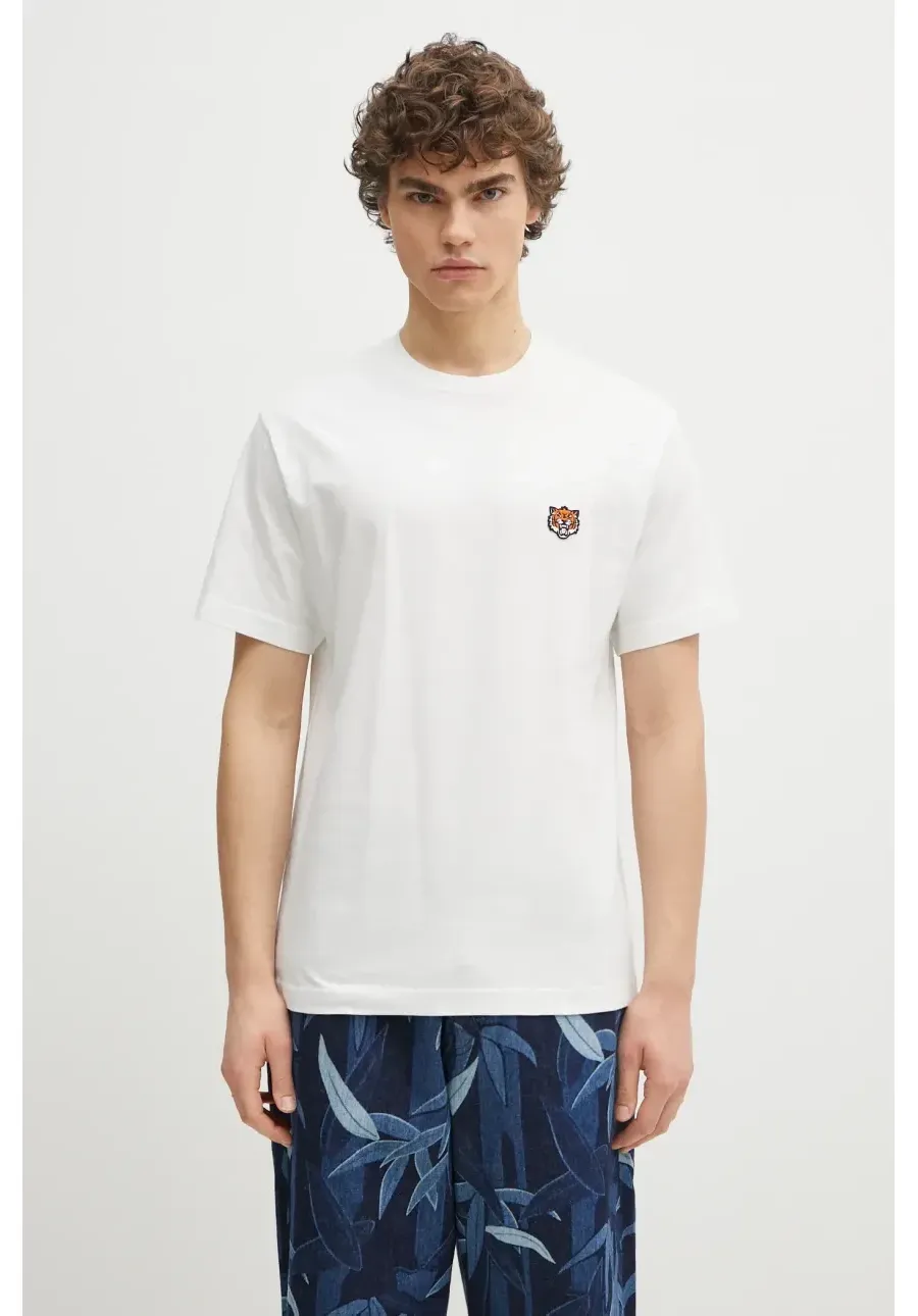 obrazek 1 Kenzo t-shirt bawełniany Happy Tiger męski kolor biały z aplikacją FF55TS5274SG.02