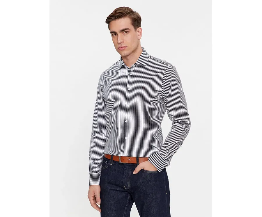 obrazek 1 Tommy Hilfiger Koszula Cl Knitted Stripe Sf Shirt MW0MW34229 Granatowy Slim Fit