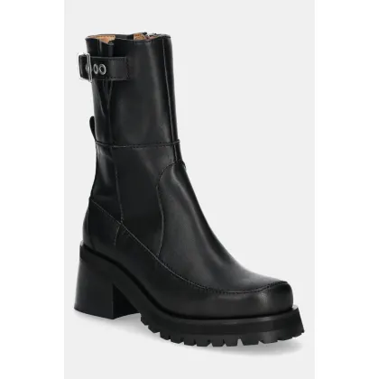 Zdjęcie GANNI botki Feminine Buckle Platform Boot damskie kolor czarny na słupku S2784