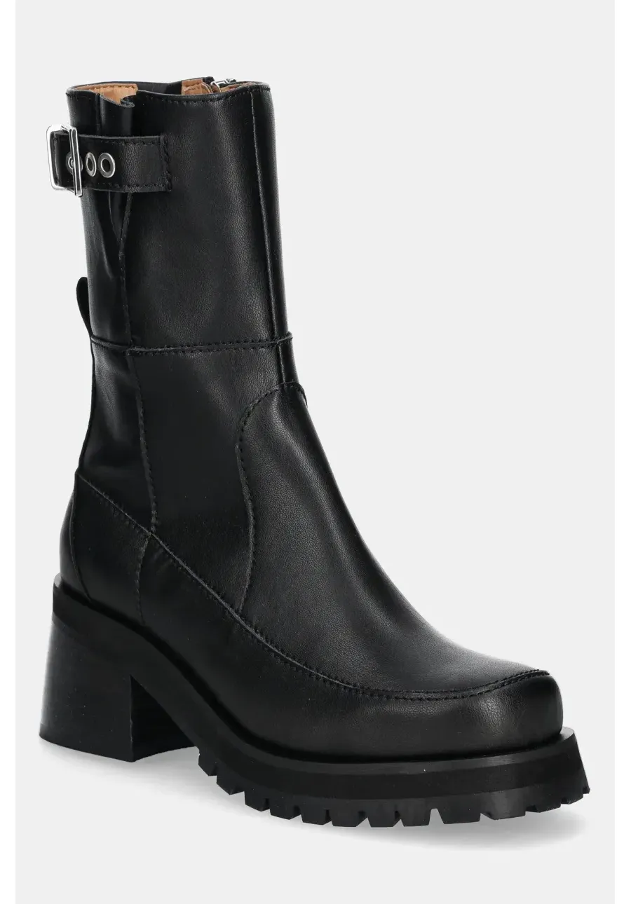 obrazek 1 GANNI botki Feminine Buckle Platform Boot damskie kolor czarny na słupku S2784