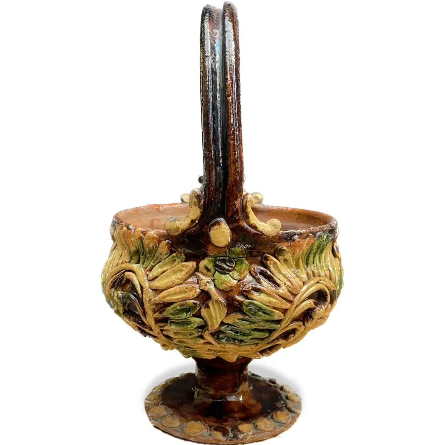 obrazek 3 Kociołek z uchwytem ceramicznym Val di Chiana z XIX wieku