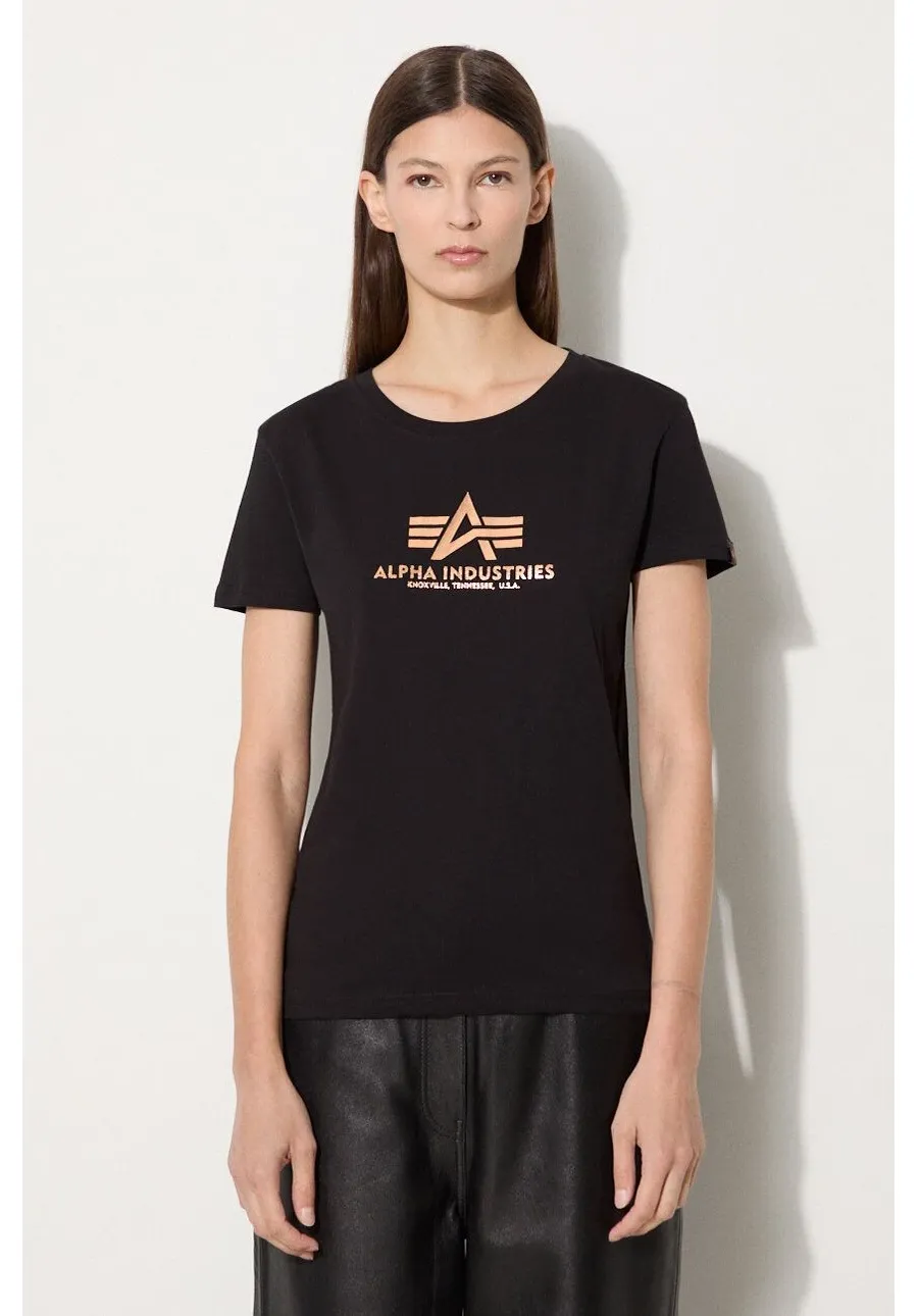 obrazek 1 Alpha Industries t-shirt bawełniany New Basic T Foil Print kolor czarny 196051FP.365-CZARNY