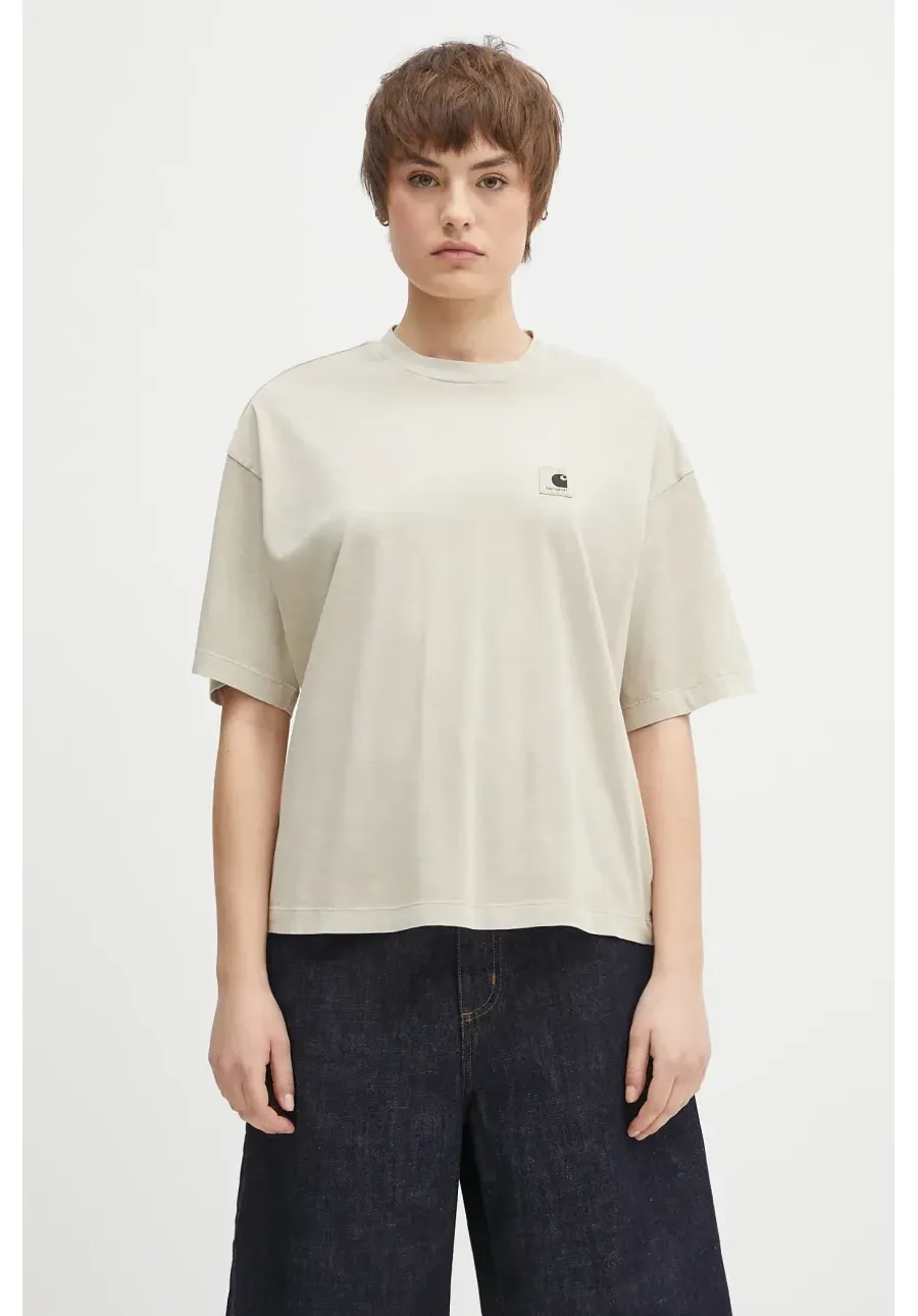 obrazek 1 Carhartt WIP t-shirt bawełniany S/S Nelson T-Shirt damski kolor beżowy I033051