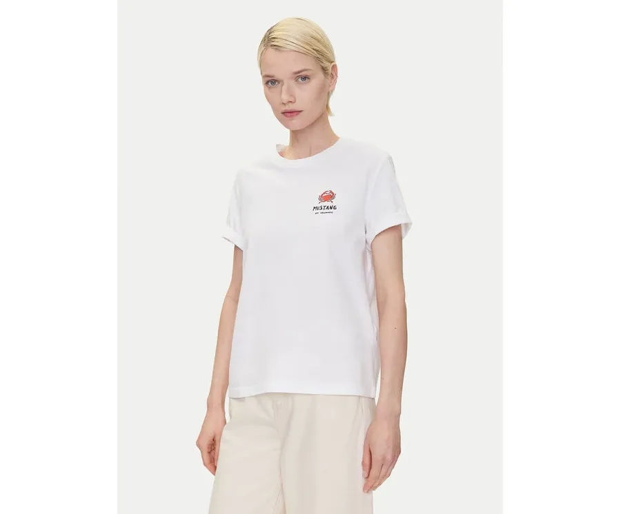 obrazek 1 Mustang T-Shirt Monroe 1016513 Biały Relaxed Fit
