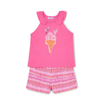 Zdjęcie Mayoral Komplet top i spodenki 3214 Różowy Regular Fit