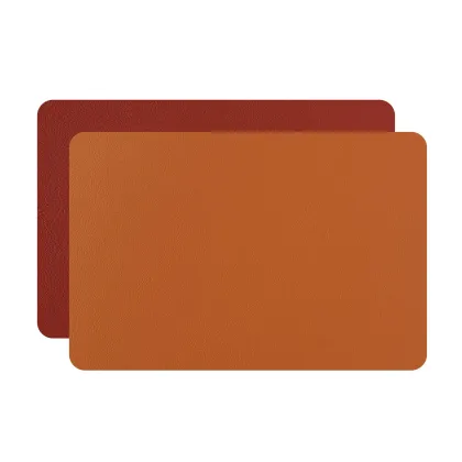 Picture Leather protective desk pad in cognac and burgundy colors