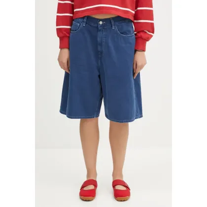 Zdjęcie Carhartt WIP szorty jeansowe Brandon Short damskie kolor granatowy gładkie high waist I034839