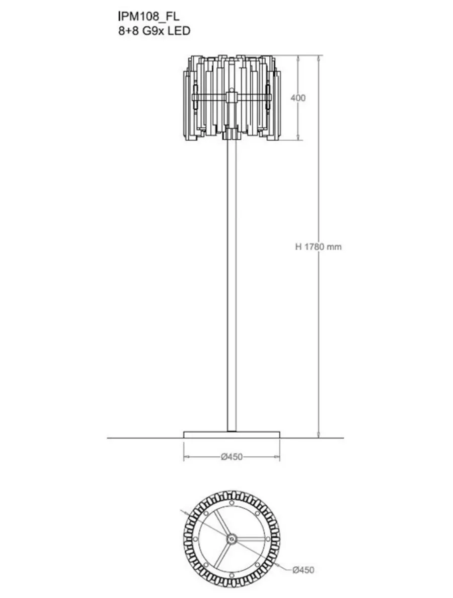 obrazek 2 Stylowa lampa podłogowa LED w formie mosiężnych rur - Il Paralume Marina