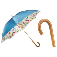 Picture A beautiful blue women's umbrella with a subtle flower motif - Pasotti